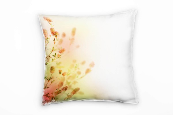 Paul Sinus Art Blumen, Natur, grün, rosa, weiß, pastellfarben Deko Kissen 40x40cm für Couch Sofa Lounge Zierkissen