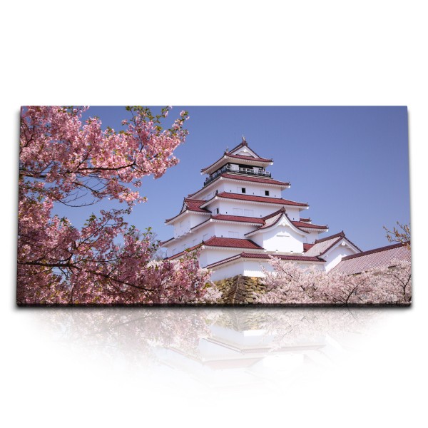 Paul Sinus Art Kunstdruck Bilder 120x60cm Japanischer Tempel Japan Kirschblüten Kloster