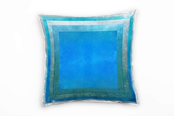 Paul Sinus Art Abstrakt, Rechtecke, blau, grau Deko Kissen 40x40cm für Couch Sofa Lounge Zierkissen