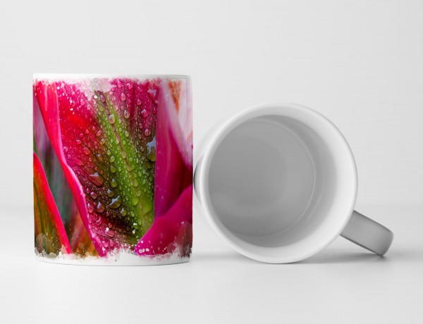 Paul Sinus Art Tasse Geschenk Naturfotografie – Makroaufnahme einer Blume mit Wassertropfen