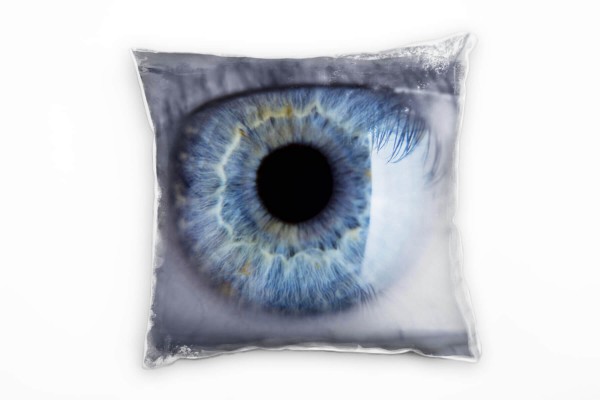 Paul Sinus Art Macro, menschliches Auge, blau, grau Deko Kissen 40x40cm für Couch Sofa Lounge Zierkissen