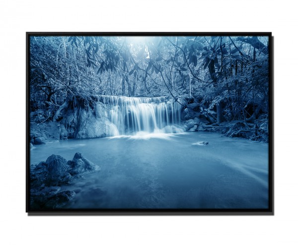 Paul Sinus Art 105x75cm Leinwandbild Petrol Wasserfall Wald Kanchnaburi Provinz Thailand