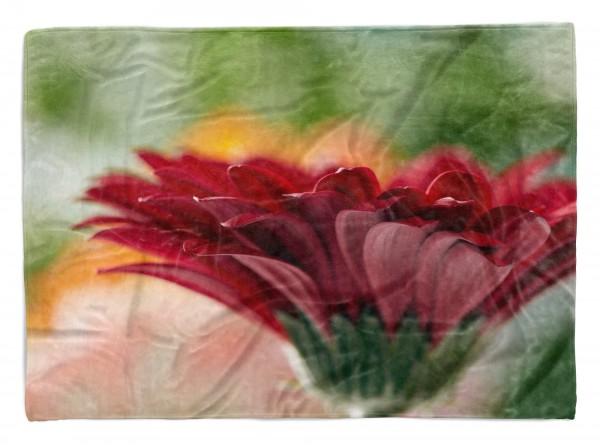 Paul Sinus Art Handtuch Strandhandtuch Saunatuch Kuscheldecke mit Fotomotiv Zinnie Rote Blume