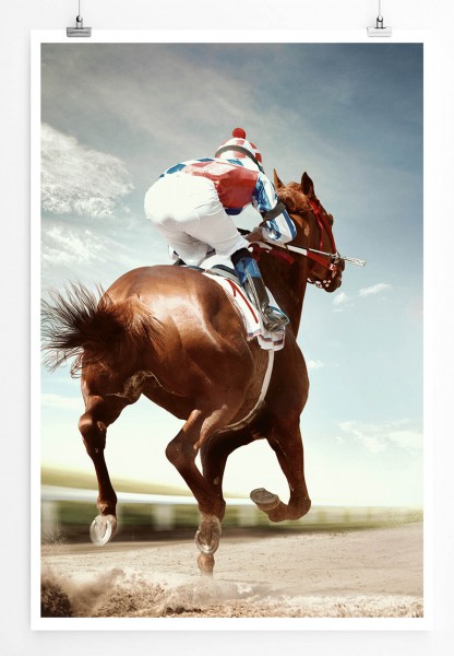 Paul Sinus Art Jockey mit Pferd 60x90cm Poster