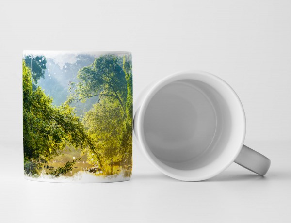 Paul Sinus Art Tasse Geschenk Naturfotografie – großartige Landschaft mit Wald und Fluss