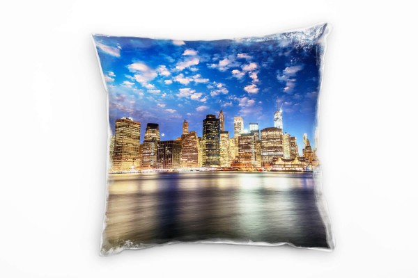 Paul Sinus Art Urbanes und City, Hochhäuser, Wasser, Lichter Deko Kissen 40x40cm für Couch Sofa Lounge Zierkissen