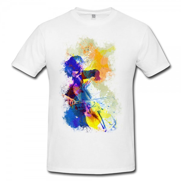 Paul Sinus Art Chello Spieler Herren T- Shirt , Stylisch aus Paul Sinus Aquarell Color