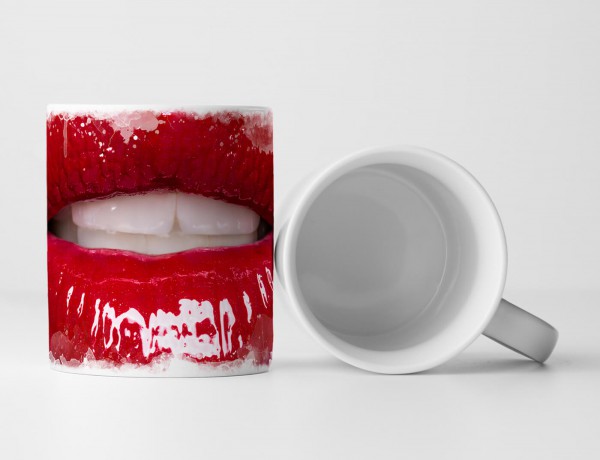 Paul Sinus Art Tasse Geschenk Künstlerische Fotografie – Sinnliche rote Lippen