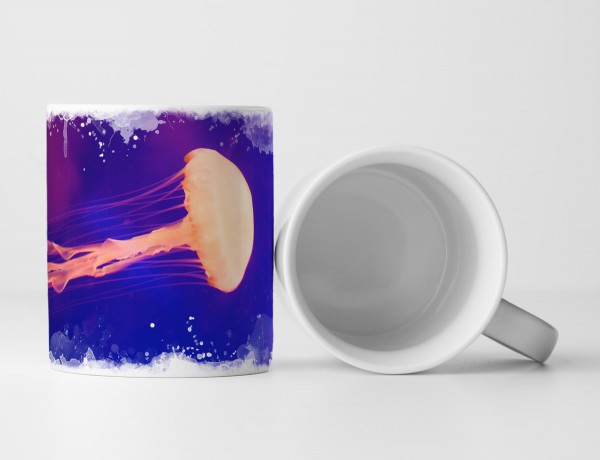 Paul Sinus Art Tasse Geschenk Qualle schwimmt im Aquarium