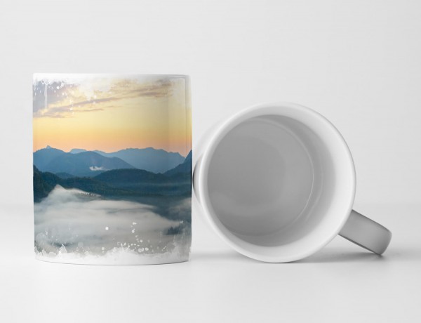 Paul Sinus Art Tasse Geschenk Landschaftsfotografie – Nebel im Gebirge bei Sonnenaufgang