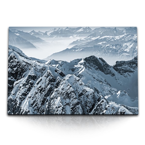 Paul Sinus Art 120x80cm Wandbild auf Leinwand Schweizer Alpen Berge Schneegipfel Berggipfel Schnee