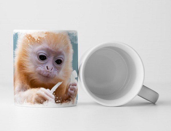 Paul Sinus Art Tasse Geschenk Tierfotografie – Putziges Äffchen auf Baum