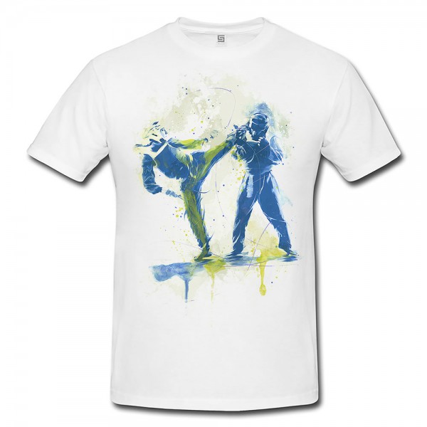 Paul Sinus Art Karate III Premium Herren und Damen T-Shirt Motiv aus Paul Sinus Aquarell