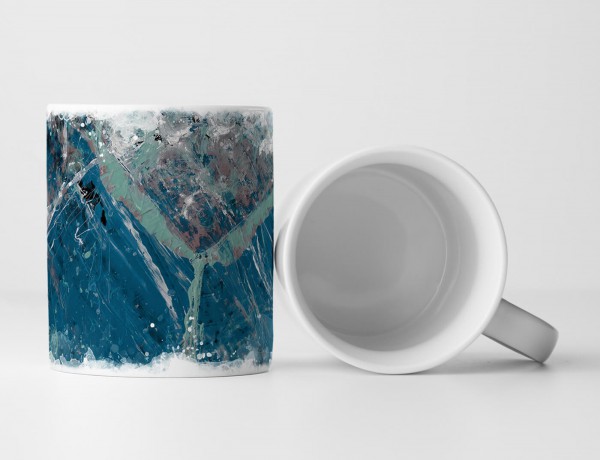 Paul Sinus Art Tasse Geschenk dunkelcyane Grundierung; kadettenblau, dunkelbraunen Abstraktionen