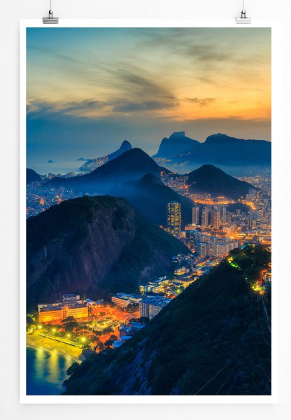 Paul Sinus Art Copacabana Strand bei Nacht Rio de Janeiro 60x90cm Poster