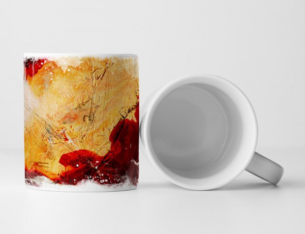 Paul Sinus Art Tasse Geschenk großteils orange, rote abstrakte Flächen