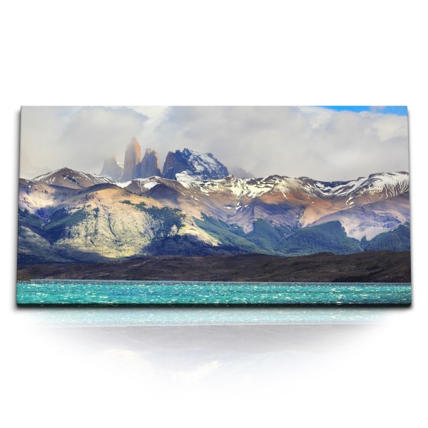 Paul Sinus Art Kunstdruck Bilder 120x60cm Nationalpark Torres del Paine Chile Berge Meer Natur