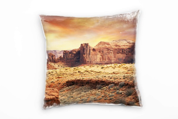 Paul Sinus Art Wüste, Sonnenuntergang, braun, orange Deko Kissen 40x40cm für Couch Sofa Lounge Zierkissen