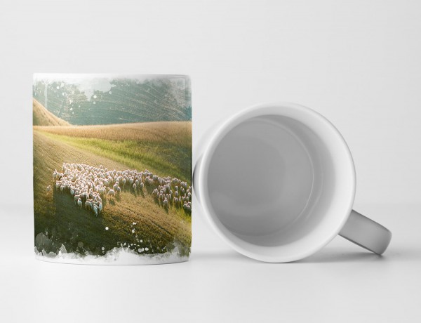 Paul Sinus Art Tasse Geschenk Landschaftsfotografie – Schafherde in der Toskana