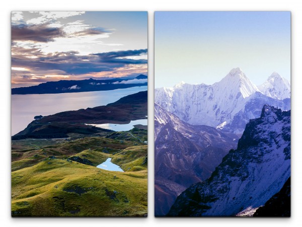 Paul Sinus Art 2 Bilder je 60x90cm Berge Norwegen Skandinavien Himalaya Gebirge Schneegipfel Blau