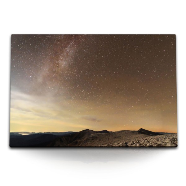 Paul Sinus Art 120x80cm Wandbild auf Leinwand Astrofotografie Milchstraße Sternenhimmel Nacht Berge