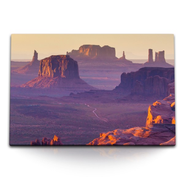 120x80cm Wandbild auf Leinwand USA Arizona Utah Berge Felsen Natur Sonnenuntergang