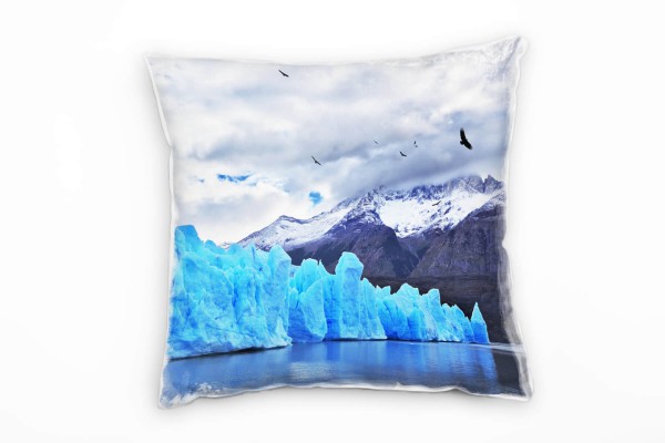 Paul Sinus Art künstlerische Fotografie, Eisberg, Berge, Schnee, Wasser Deko Kissen 40x40cm für Couch Sofa Lounge Z