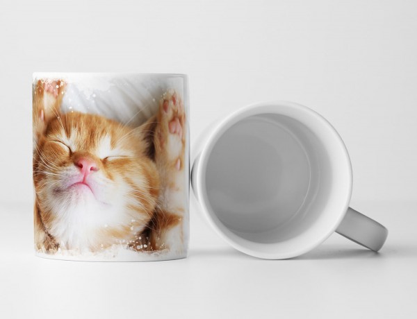 Paul Sinus Art Tasse Geschenk Tierfotografie – Süßes schlafendes Katzenbaby