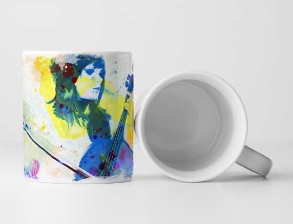 Paul Sinus Art Chello Spielerin I Tasse als Geschenk, Design Sinus Art