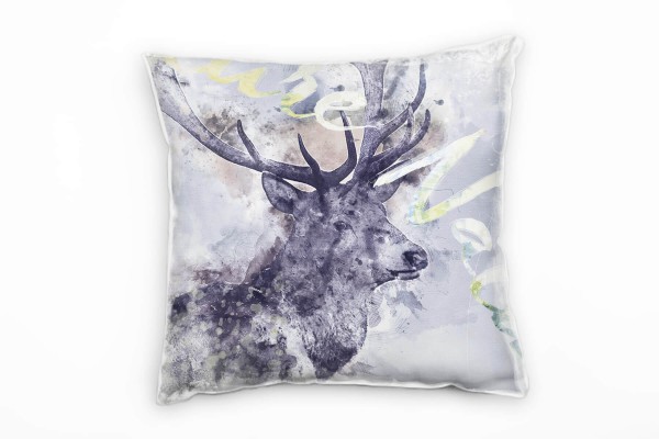 Paul Sinus Art Deer Deko Kissen Bezug 40x40cm für Couch Sofa Lounge Zierkissen