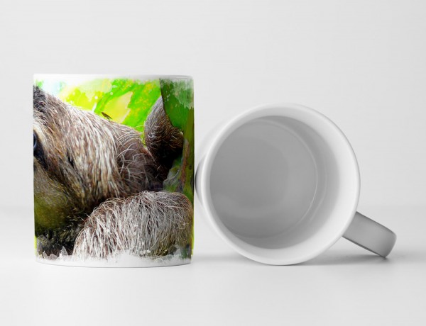 Paul Sinus Art Tasse Geschenk Tierfotografie – Süßes Faultier am Baum