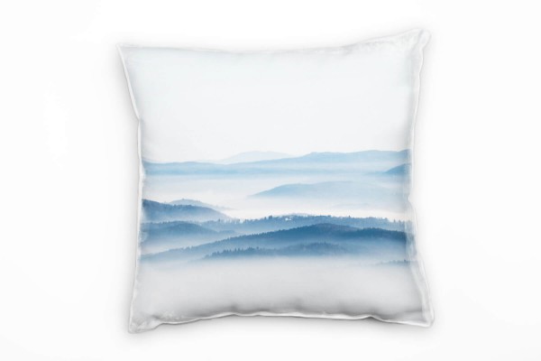 Paul Sinus Art Landschaft, Berge, Nebel, Wald, grau, weiß Deko Kissen 40x40cm für Couch Sofa Lounge Zierkissen