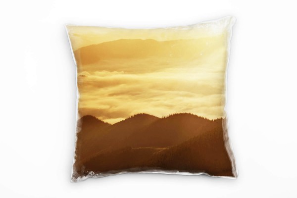 Paul Sinus Art Landschaft, Berg, Sonnenaufgang, orange Deko Kissen 40x40cm für Couch Sofa Lounge Zierkissen