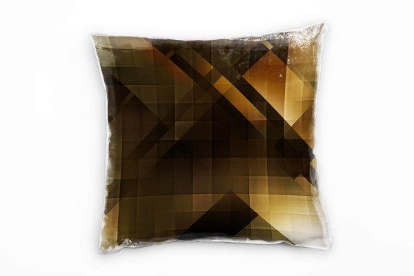 Paul Sinus Art Abstrakt, Rechtecke, braun, schwarz, gold Deko Kissen 40x40cm für Couch Sofa Lounge Zierkissen