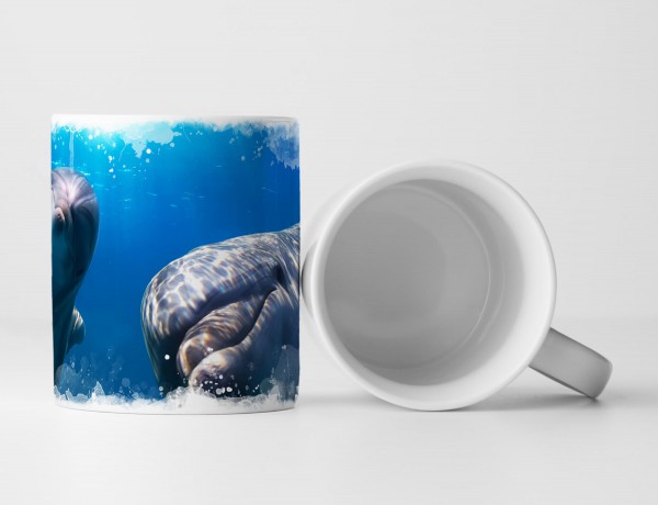 Paul Sinus Art Tasse Geschenk Tierfotografie – Zwei Delfine unter dem Meeresspiegel