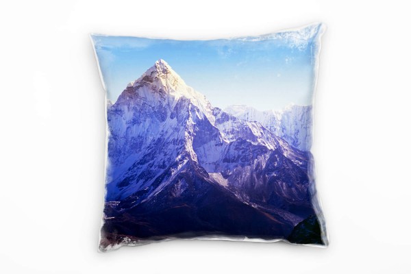 Paul Sinus Art Landschaft, blau, braun, Berge, Schnee Deko Kissen 40x40cm für Couch Sofa Lounge Zierkissen