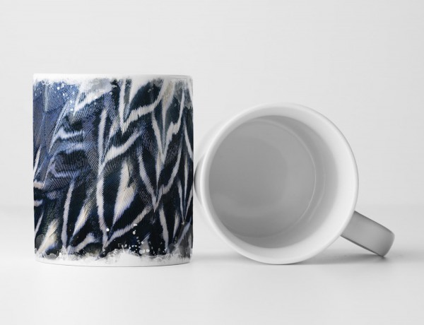 Paul Sinus Art Tasse Geschenk Künstlerische Fotografie – Gemusterte Federn schwarz weiß