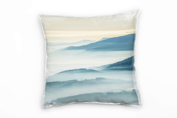 Paul Sinus Art Landschaft, Nebel, Berge, grau Deko Kissen 40x40cm für Couch Sofa Lounge Zierkissen