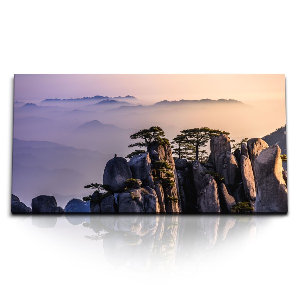 Paul Sinus Art Kunstdruck Bilder 120x60cm Huang Shan Gebirge Berge Natur Nebel China