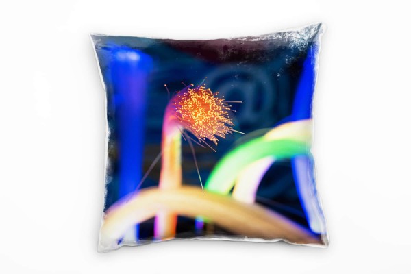 Paul Sinus Art Macro, Kabel, Lichtpunkte, Technik, bunt Deko Kissen 40x40cm für Couch Sofa Lounge Zierkissen