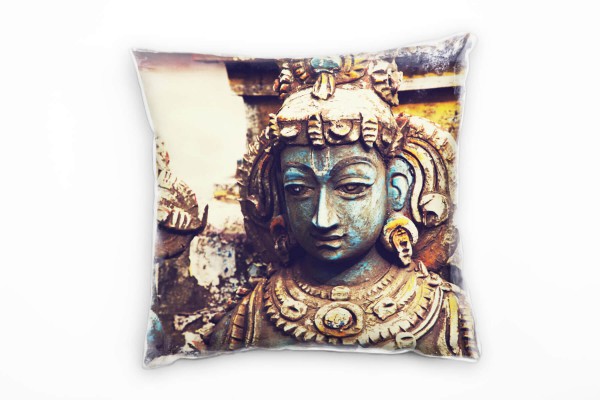 Paul Sinus Art Urban, braun, gold, Skulptur, Hinduismus Deko Kissen 40x40cm für Couch Sofa Lounge Zierkissen