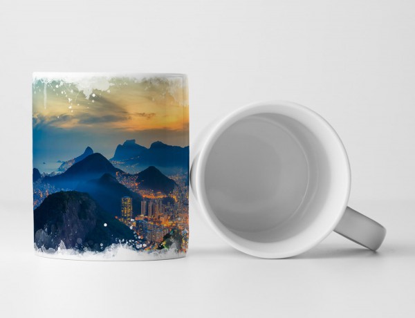 Paul Sinus Art Tasse Geschenk Landschaftsfotografie – Copacabana Strand bei Nacht Rio de Janeiro