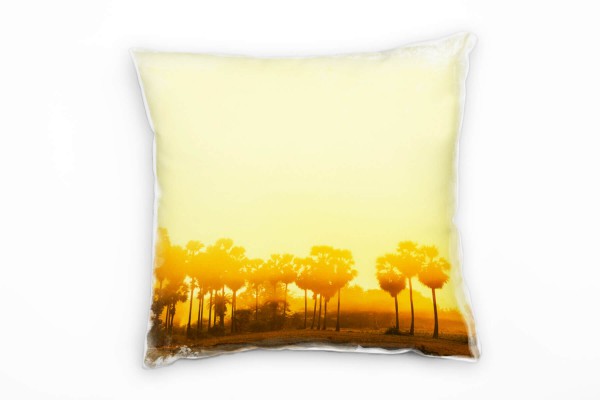 Paul Sinus Art Natur, Sonnenuntergang, Palmen, gelb Deko Kissen 40x40cm für Couch Sofa Lounge Zierkissen