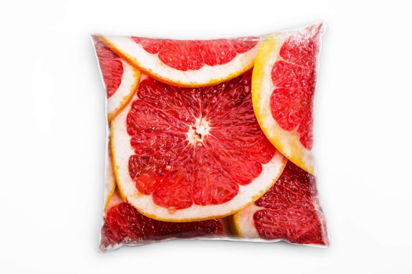 Paul Sinus Art Macro, Grapefruits, rot, orange Deko Kissen 40x40cm für Couch Sofa Lounge Zierkissen