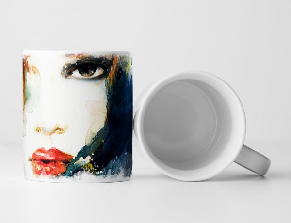 Paul Sinus Art Tasse Geschenk Bild – Rothaarige Frau Wasserfarben