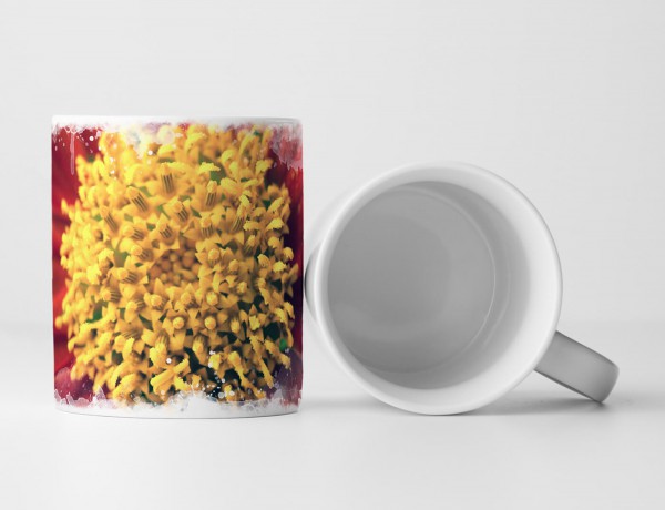 Paul Sinus Art Tasse Geschenk Naturfotografie – Rote Blumen mit gelbem Pollen