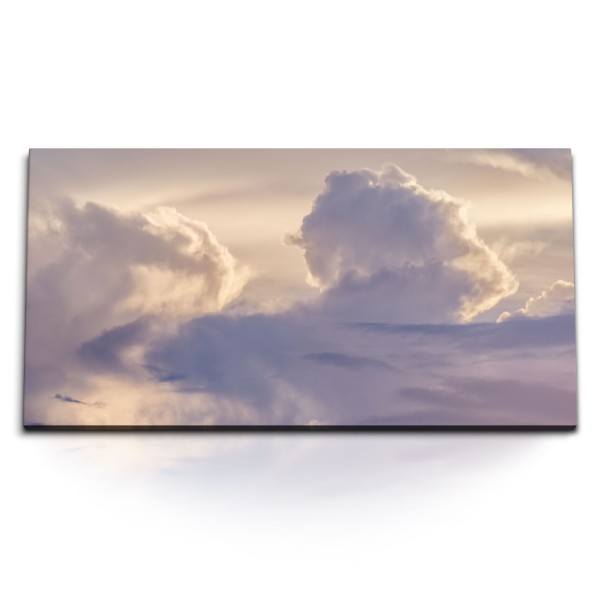 Paul Sinus Art Kunstdruck Bilder 120x60cm Himmel Wolken Sonnenuntergang Zuckerwolken Weiß