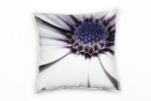 Paul Sinus Art Macro, Blumen, Blütenblätter, blau, grau Deko Kissen 40x40cm für Couch Sofa Lounge Zierkissen