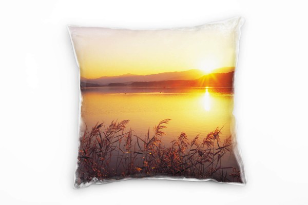 Paul Sinus Art Landschaft, Sommer, Sonnenuntergang, bunt Deko Kissen 40x40cm für Couch Sofa Lounge Zierkissen