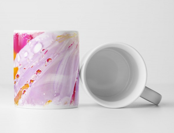 Paul Sinus Art Tasse Geschenk Naturfotografie – Rosa Blütenblätter mit Tautropfen